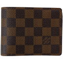 【ラッピング可】ルイ・ヴィトン Louis Vuitton ポルトフォイユ ミュルティプル メンズ 札入れ ダミエ ブラウン N60895 レディース 【中古】