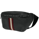 バリー BALLY ストライプ ボディバッグ ハカブ ウエストバッグ バムバッグ ロゴ ボディバッグ レザー ブラック レディース 【中古】
