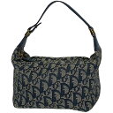 クリスチャンディオール Christian Dior トロッター柄 ポーチ ハンドバッグ 小物入れ 化粧ポーチ キャンバス ブルー レディース 【中古】