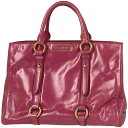 ミュウ ミュウ Miu Miu ロゴ ハンドバッグ レザー ピンク レディース 【中古】