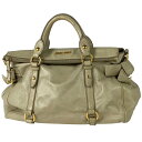 ミュウ ミュウ Miu Miu ロゴ ハンドバッグ 2WAY ショルダーバッグ リボン ハンドバッグ レザー ベージュ レディース 【中古】