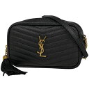 イヴ・サンローラン YVES SAINT LAURENT ルー ミニバッグ チェーン 斜め掛け フリンジ YSL ショルダーバッグ レザー ブラック 61257...