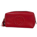 グッチ GUCCI ソーホー ポーチ メイク 小物入れ フリンジ インターロッキングG 化粧ポーチ レザー レッド 303636 レディース 【中古】