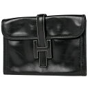エルメス HERMES ジジェ PM Hロゴ セカンドバッグ ボックスカーフ ブラック 〇S レディース 【中古】