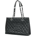 シャネル CHANEL ココマーク チェーン トートバッグ ショルダーバッグ マトラッセ GST トートバッグ キャビアスキン ダークグレー A50995 レデ...