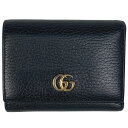 【ラッピング可】グッチ GUCCI GGマーモント 三つ折り 財布 コンパクトウォレット 三つ折り財布 レザー ブラック 474746 レディース 【中古】