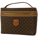 セリーヌ CELINE マカダム柄 バニティバッグ ハンドバッグ 化粧ポーチ メイク 化粧ポーチ コーティングキャンバス ブラウン レディース 【中古】
