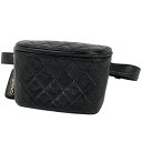 シャネル CHANEL ロゴ ウエストバッグ ウエストポーチ マトラッセ ココマーク ボディバッグ キャビアスキン ブラック レディース 【中古】|詳細画像