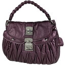 ミュウ ミュウ Miu Miu ロゴ ハンドバッグ マテラッセ 2WAY ショルダーバッグ ハンドバッグ レザー パープル レディース 【中古】