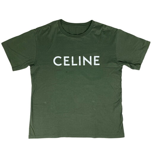 セリーヌ CELINE ロゴ Tシャツ カーキ トップス 半袖Tシャツ 綿 グリーン メンズ 【中古】 セリーヌ CELINE ロゴ Tシャツ カーキ トップス 半袖Tシャツ 綿 グリーン メンズ 【中古】