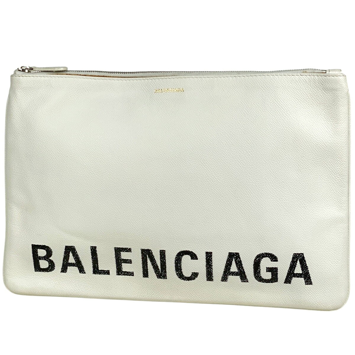 バレンシアガ BALENCIAGA ロゴ クラッチバッグ セカンドバッグ クラッチバッグ レザー ホワイト 529313 レディース 【中古】