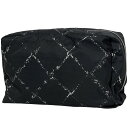 シャネル CHANEL 旧 トラベルライン ポーチ トラベルポーチ メイク コスメ 化粧ポーチ ナイロン ブラック レディース 【中古】