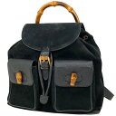 グッチ GUCCI バンブー リュックサック バッグパック オールドグッチ 00320580016 リュック スエード ブラック 0032058 レディース 【中古】