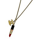 シャネル CHANEL ココマーク ネックレス 口紅 リップ カラーストーン ネックレス GP ゴールド レディース 【中古】