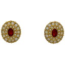 スワロフスキー SWAROVSKI クリスタル デザイン イヤリング オーバル ジルコニア イヤリング GP ゴールド レッド レディース 【中古】 msp29