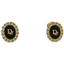 クリスチャンディオール Christian Dior ロゴ ラインストーン イヤリング オーバル イヤリング GP ラインストーン ゴールド レディース 【中古】 msp29