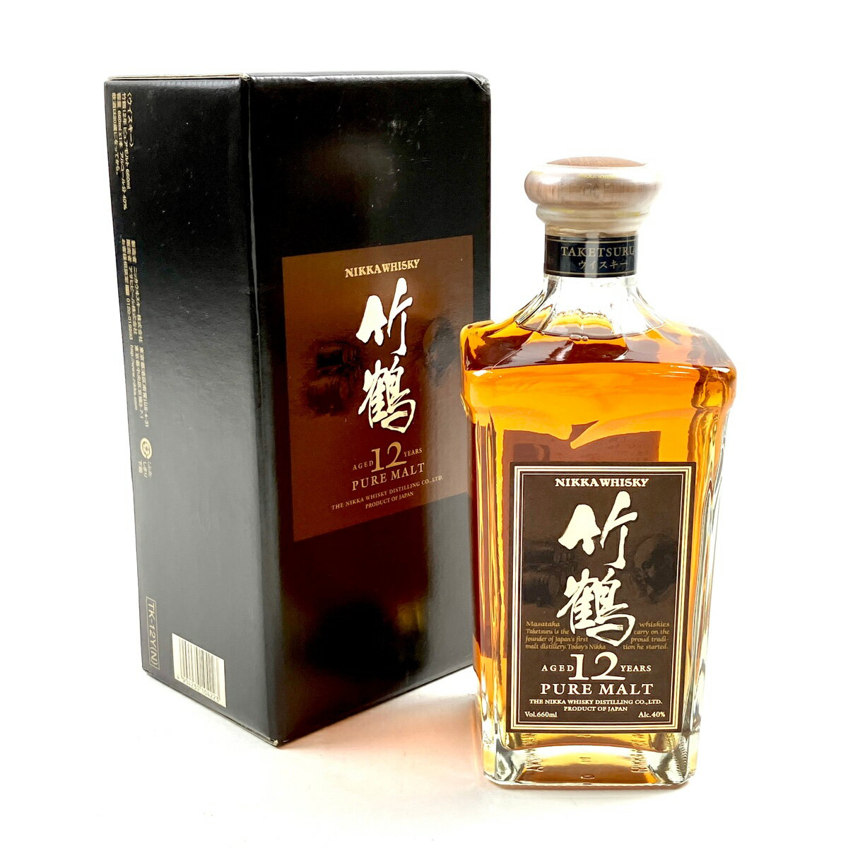【東京都内限定お届け】 ニッカ NIKKA 竹鶴 12年 ピュアモルト 角瓶 茶ラベル 660ml 国産ウイスキー 【中古】
