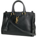 イヴ・サンローラン YVES SAINT LAURENT カバスバッグ スモール 2WAY ショルダーバッグ ハンドバッグ トートバッグ レザー ブラック 394461 レディース 【中古】