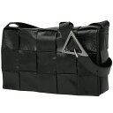 ボッテガヴェネタ BOTTEGAVENETA カセット ショルダーバッグ スモール マキシイントレチャート ショルダーバッグ レザー ブラック レディース 【中古】