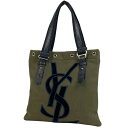 イヴ・サンローラン YVES SAINT LAURENT カハラ トートバッグ ハンドバッグ カーキ トートバッグ キャンバス グリーンベージュ 123435 レディース 【中古】