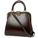 クリスチャンディオール Christian Dior ロゴ ハンドバッグ 2WAY ショルダーバッグ がま口 ショルダーバッグ レザー ブラウン レディース 【中古】