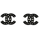シャネル CHANEL ココマーク ピアス ラインストーン ピアス プラスチック シルバーメッキ ブラック レディース 【中古】