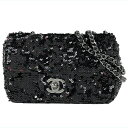 シャネル CHANEL ココマーク チェーン ショルダーバッグ ミニ ショルダーバッグ スパンコール ブラック レディース 【中古】