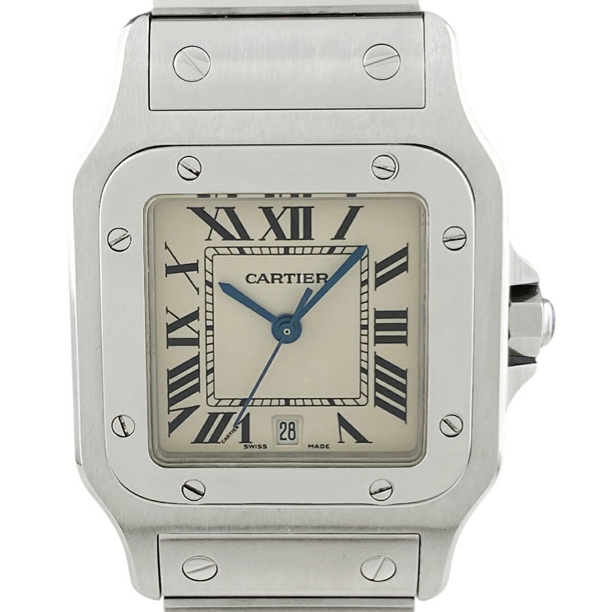 カルティエ CARTIER サントスガルベ LM W20060D6 腕時計 SS クォーツ アイボリー メンズ 【中古】