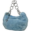 シャネル CHANEL ココマーク チェーン ハンドバッグ ハンドバッグ ラビットファー ライトブルー レディース 【中古】