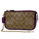 コーチ COACH シグネチャー アクセサリーポーチ ハンドバッグ アクセサリーポーチ コーティングキャンバス ベージュ パープル F64234 レディース 【中古】