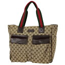 グッチ GUCCI GG柄 トートバッグ ショルダーバッグ シェリーライン ウエブ トートバッグ GGキャンバス ブラウン 161836 レディース 【中古】