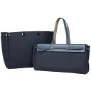 エルメス HERMES エールバッグ カバス MM ハンドバッグ ショルダーバッグ トートバッグ トワルオフィシエ ネイビー □F レディース 【中古】