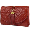 シャネル CHANEL ココマーク クラッチバッグ マトラッセ セカンドバッグ フリンジ クラッチバッグ レザー レッド レディース 【中古】|詳細画像