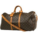ルイ・ヴィトン Louis Vuitton キーポル バンドリエール 55 2WAY ショルダーストラップ ボストンバッグ モノグラム ブラウン M41414 レディース 【中古】