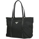 プラダ PRADA ロゴプレート トートバッグ ハンドバッグ トートバッグ ナイロン ネロ(ブラック) レディース 【中古】