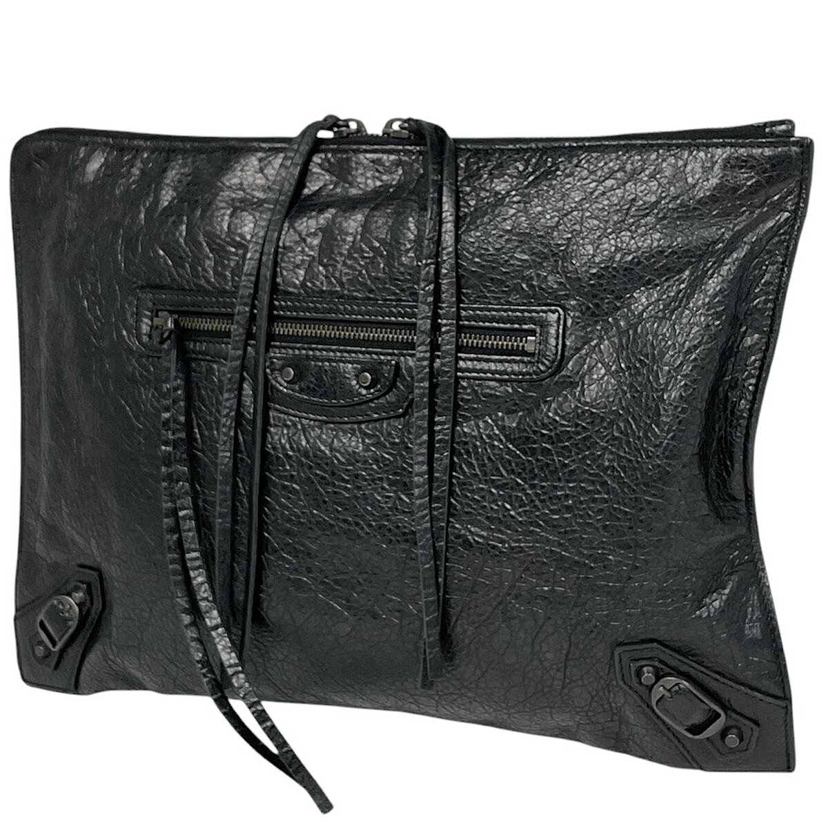 バレンシアガ BALENCIAGA ロゴ クラッチバッグ セカンドバッグ クラッチバッグ レザー ブラック 362967..