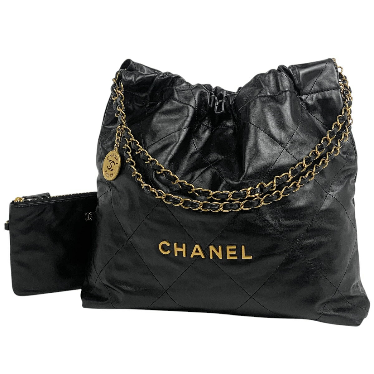 シャネル CHANEL シャネル22 スモール ハンドバッグ チェーンショルダーバッグ ロゴ ココマーク 巾着型 ハンドバッグ レザー ブラック AS3260 レディース 【中古】のサムネイル