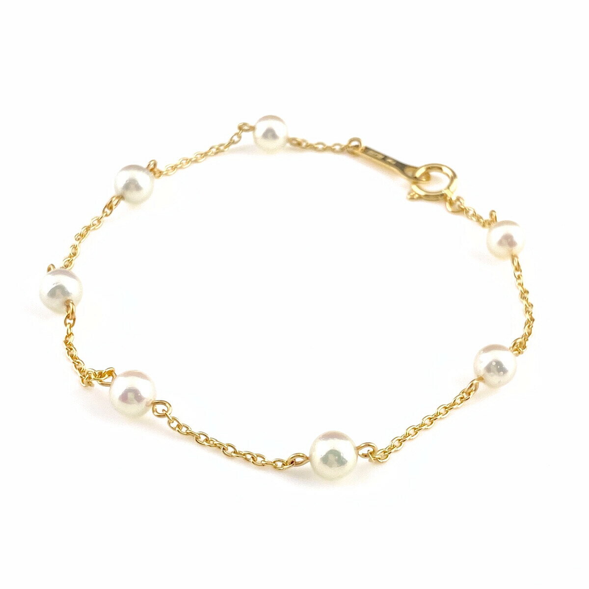 タサキ TASAKI パール ステーション ブレスレット YG イエローゴールド 腕輪 真珠 ブレスレット K18 パール レディース 【中古】のサムネイル