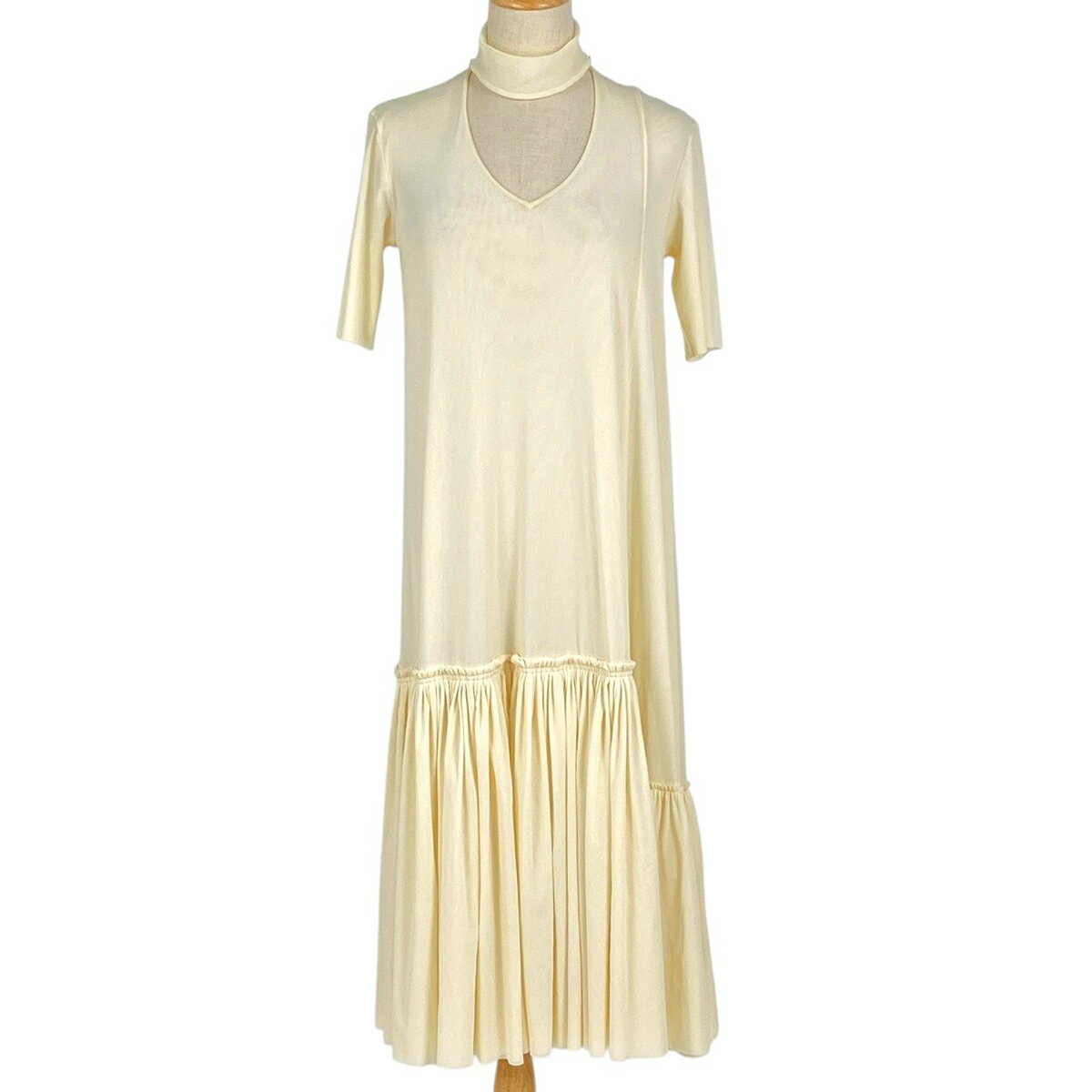 ジルサンダー JIL SANDER チョーカー ワンピース ドレス 98A ワンピース スカート ナイロン アイボリー..