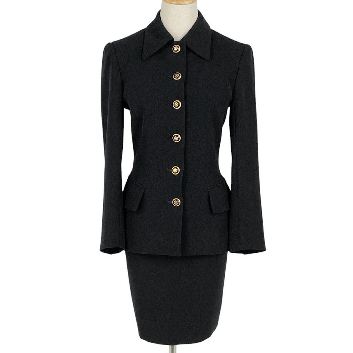 セリーヌ CELINE セットアップ スカートスーツ セットアップ スカートスーツ ウール ブラック レディース 【中古】 msp39