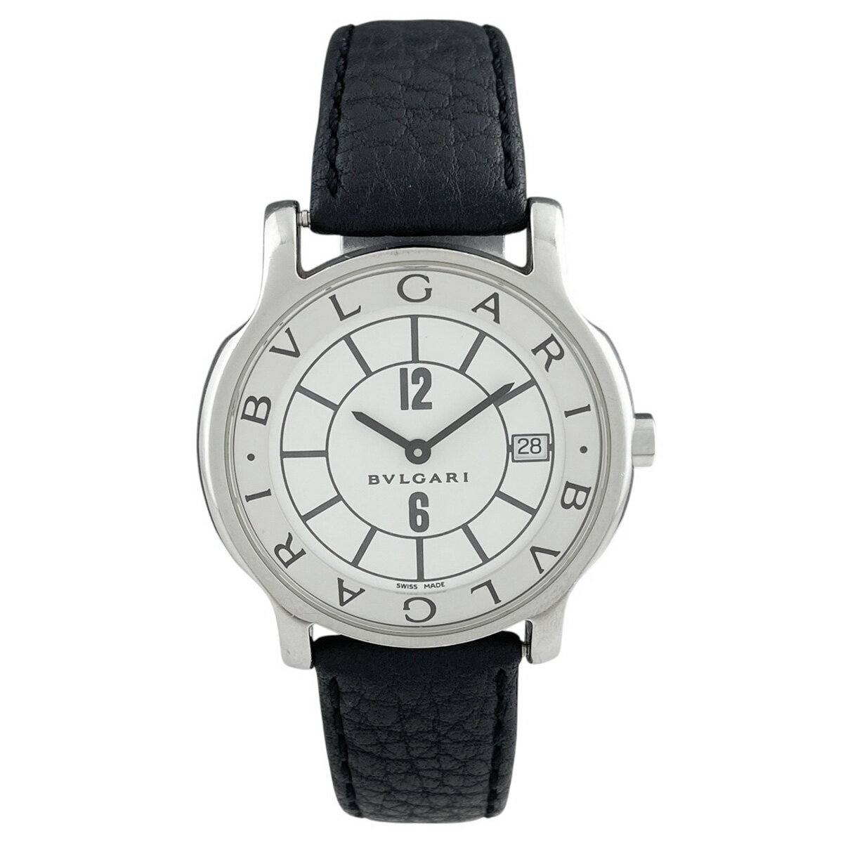 ブルガリ BVLGARI ソロテンポ ST35S 腕時計 SS レザー クォーツ ホワイト メンズ 【中古】
