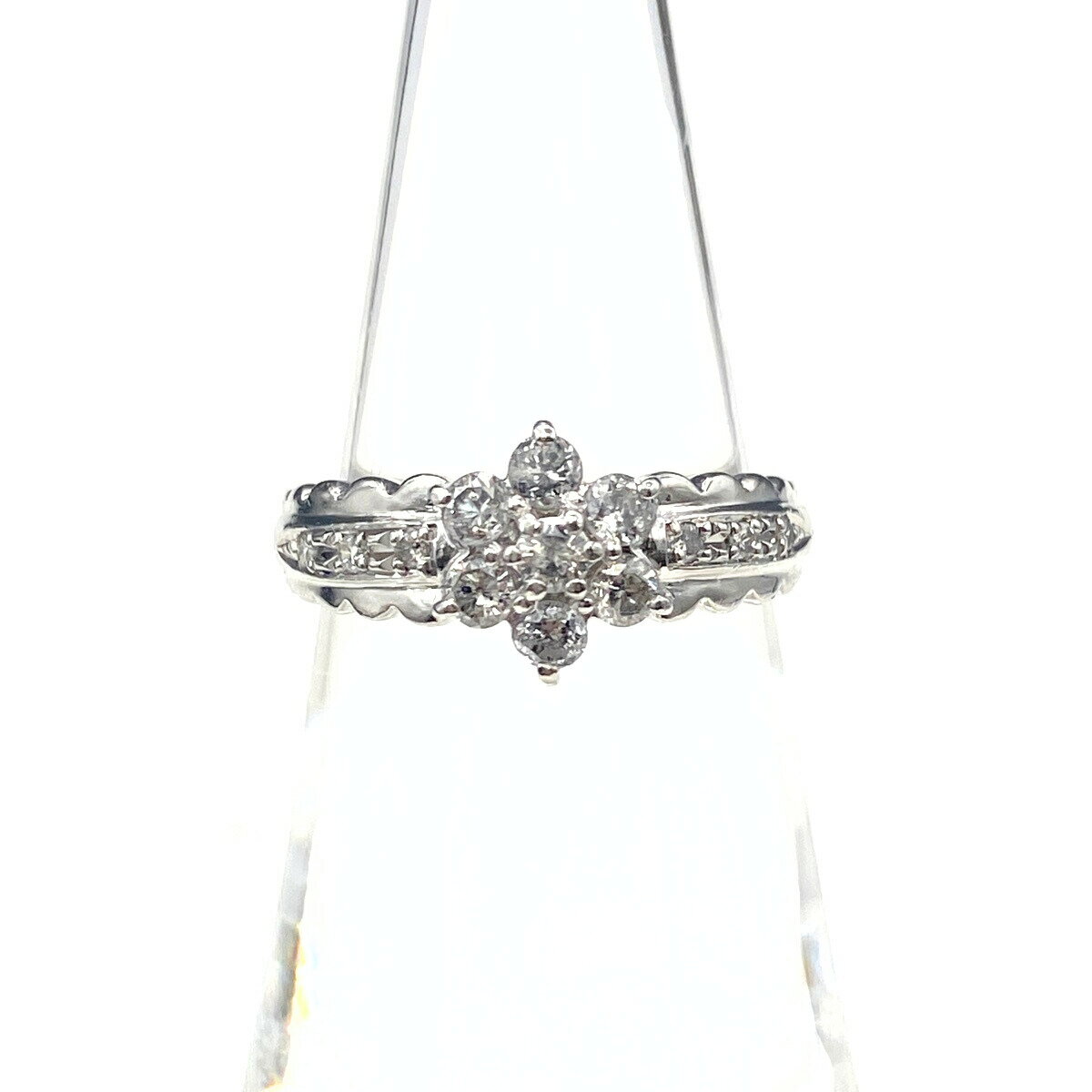 メレダイヤ デザインリング プラチナ 指輪 リング 10号 Pt900 ダイヤモンド レディース 【中古】