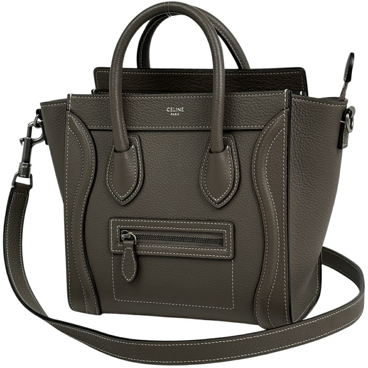 セリーヌ CELINE ラゲージ ナノショッパー 2WAY ショルダーバッグ ハンドバッグ レザー ブラウン レデ..