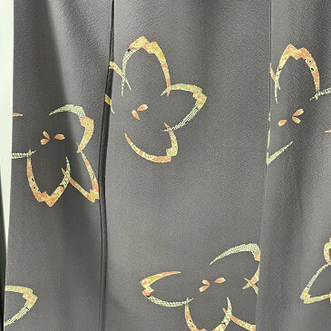 小紋 美品 秀品 桜 草花 茶紫 袷 身丈163cm 裄丈66.5cm M 正絹 【中古】