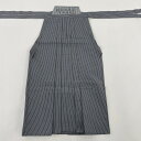 袴 美品 逸品 落款あり 精好仙台平 甲田綏朗 行灯袴 縦縞 灰色 正絹 【中古】