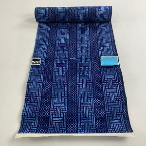 反物 優品 浴衣 男性用 Kansai 幾何学 紺色 綿 格安セール
