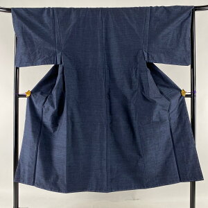 男着物 美品 優品 アンサンブル 紬地 紺色 袷 140.5cm 68.5cm M 正絹 ネット予約