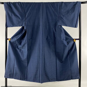 男着物 美品 優品 幾何学 紺色 袷 146cm 70.5cm M 正絹 安売り