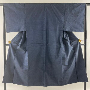 男着物 優品 アンサンブル 紬 亀甲絣 紺色 袷 身丈139cm 裄丈66cm S 正絹 格安セール