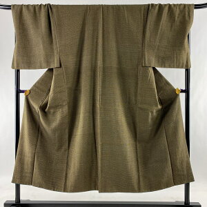 男着物 美品 秀品 アンサンブル 紬 亀甲絣 茶色 袷 身丈148cm 裄丈65.5cm L 正絹 通販
